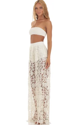 LUCY IN THE SKY Two-Piece Sets|Pants^Crochet Two Piece Pants Set In Ivory