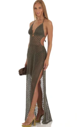 LUCY IN THE SKY Maxi Dresses^Crochet Two Piece Set In Green