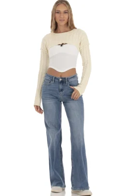 LUCY IN THE SKY Jumpers & Cardigans^Crop Knit Top In Cream