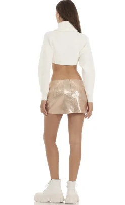 LUCY IN THE SKY Jumpers & Cardigans^Cropped Turtleneck Jumper In White