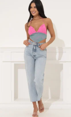 LUCY IN THE SKY Tops^Crop Top In Pink Multi