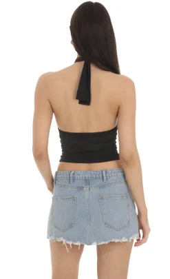 LUCY IN THE SKY Tops^Cross Neck Halter Top In Black