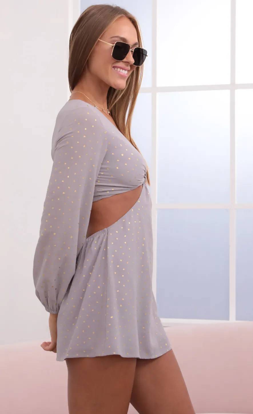 LUCY IN THE SKY Mini Dresses^Cutout Dress In Grey