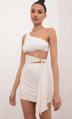 LUCY IN THE SKY Mini Dresses^Cutout Dress In Ivory Shimmer