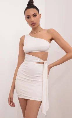 LUCY IN THE SKY Mini Dresses^Cutout Dress In Ivory Shimmer