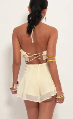 LUCY IN THE SKY Rompers^Cutout Halter Romper In Light Yellow