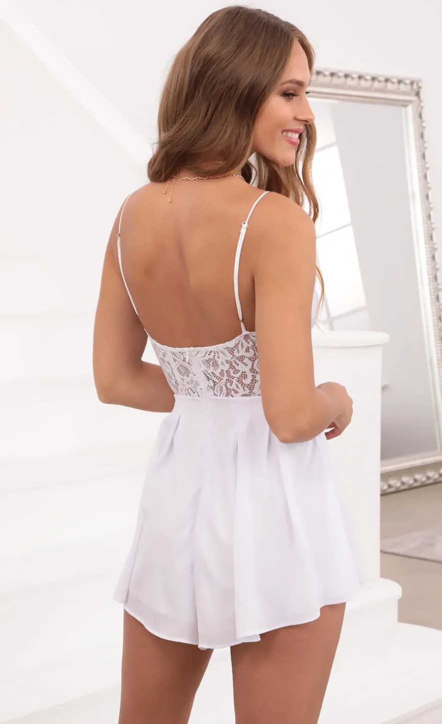 LUCY IN THE SKY Rompers^Cutout Lace Romper In White