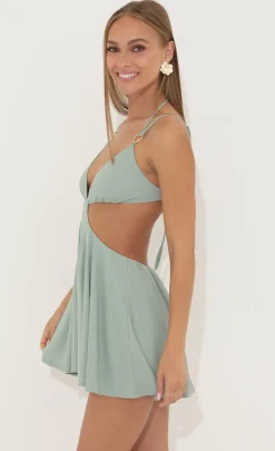 LUCY IN THE SKY Mini Dresses^Cutout Romper In Green