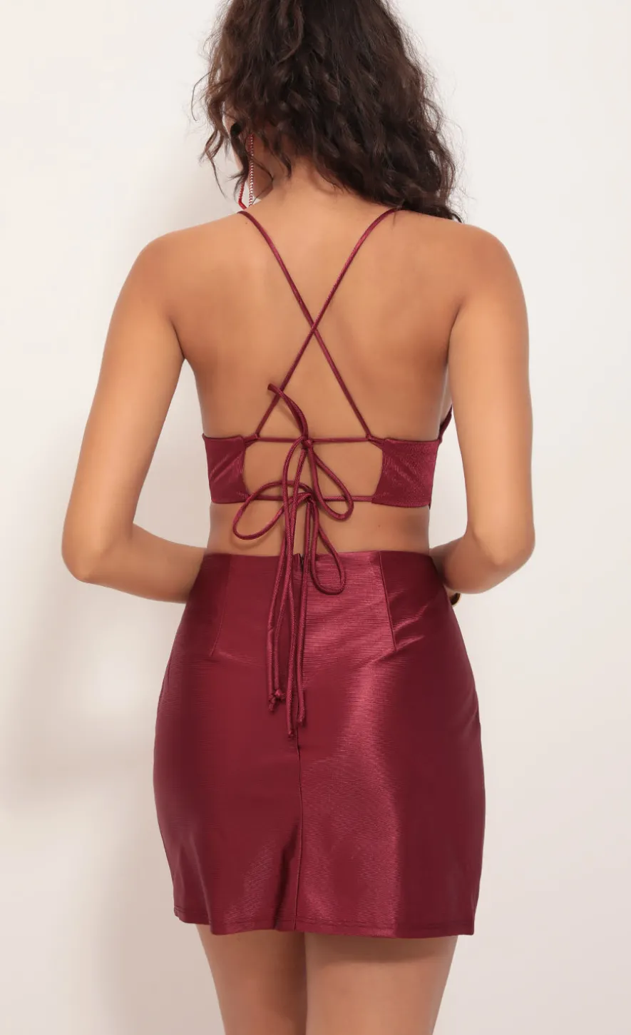 LUCY IN THE SKY Mini Dresses^Cutout Satin Dress In Merlot