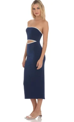 LUCY IN THE SKY Midi Dresses^Cutout Strapless Midi Dress In Navy