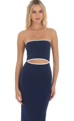 LUCY IN THE SKY Midi Dresses^Cutout Strapless Midi Dress In Navy