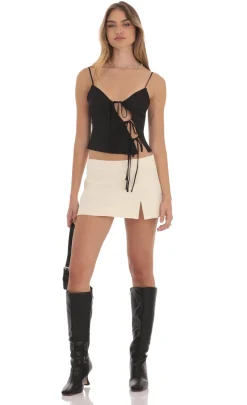 LUCY IN THE SKY Tops^Cutout Ties Satin Top In Black