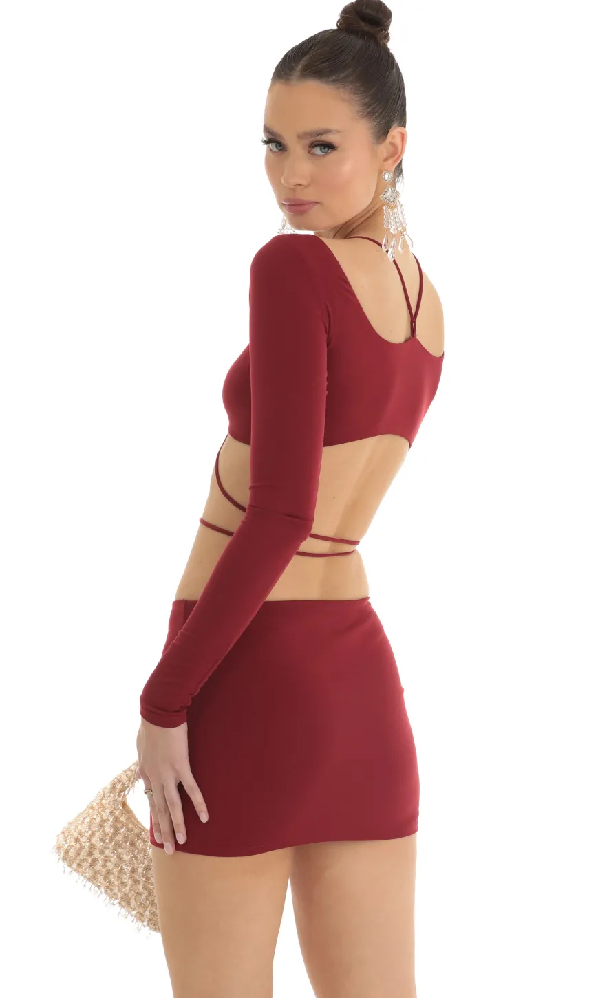 LUCY IN THE SKY Two-Piece Sets^Cutout Two Piece Skirt Set In Red