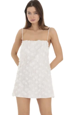 LUCY IN THE SKY Mini Dresses^3D Floral Shift Dress In White