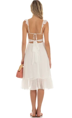 LUCY IN THE SKY Midi Dresses^Dotted Chiffon Midi Dress In White