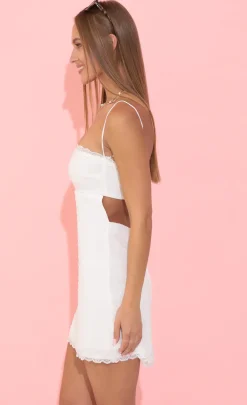 LUCY IN THE SKY Mini Dresses^Dotted Dress In White