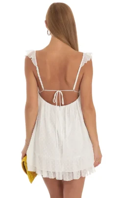 LUCY IN THE SKY Mini Dresses^Dotted Flare Dress In White
