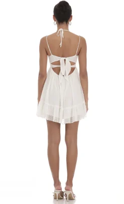 LUCY IN THE SKY Mini Dresses^Dotted Lace Mesh Dress In White