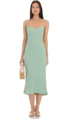 LUCY IN THE SKY Midi Dresses^Dotted Open Back Midi Dress In Green