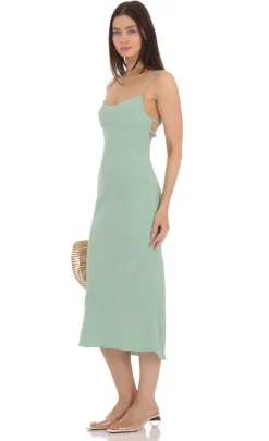 LUCY IN THE SKY Midi Dresses^Dotted Open Back Midi Dress In Green