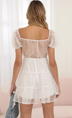 LUCY IN THE SKY Mini Dresses^Dotted Organza Dress In White