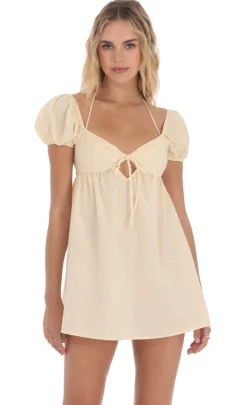 LUCY IN THE SKY Mini Dresses^Dotted Puff Sleeve Babydoll Dress In Peach