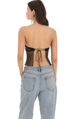 LUCY IN THE SKY Tops^Dotted Strapless Babydoll Top In Black