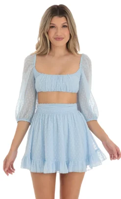 LUCY IN THE SKY Two-Piece Sets^Dotted Two Piece Skirt Set In Blue