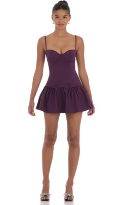 LUCY IN THE SKY Mini Dresses^Double Bow Drop Waist Dress In Purple