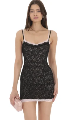 LUCY IN THE SKY Mini Dresses^Double Layered Lace Dress In Black