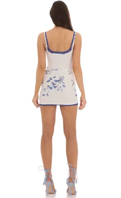 LUCY IN THE SKY Mini Dresses^Double Strap Mesh Floral Bodycon Dress In White