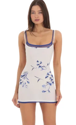 LUCY IN THE SKY Mini Dresses^Double Strap Mesh Floral Bodycon Dress In White