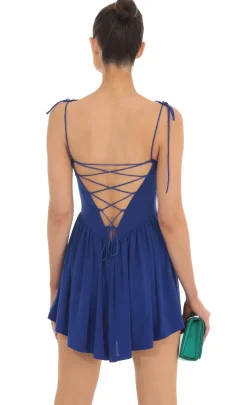 LUCY IN THE SKY Mini Dresses^Draped Corset Ruffled Dress In Royal Blue