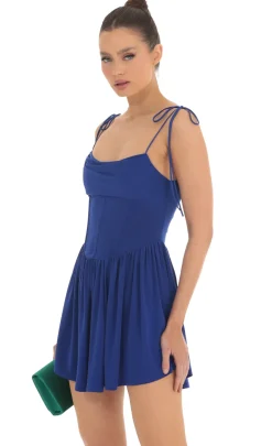 LUCY IN THE SKY Mini Dresses^Draped Corset Ruffled Dress In Royal Blue