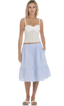 LUCY IN THE SKY Skirts^Drawstring Midi Skirt In Light Blue