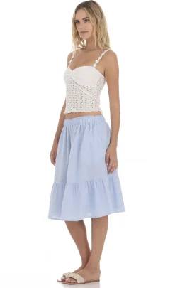 LUCY IN THE SKY Skirts^Drawstring Midi Skirt In Light Blue