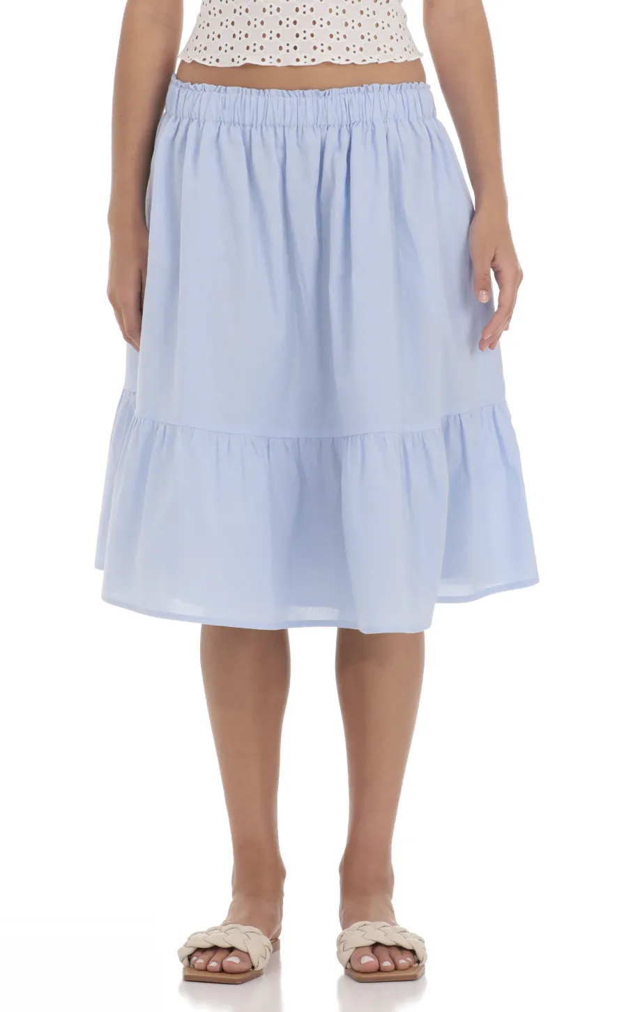 LUCY IN THE SKY Skirts^Drawstring Midi Skirt In Light Blue