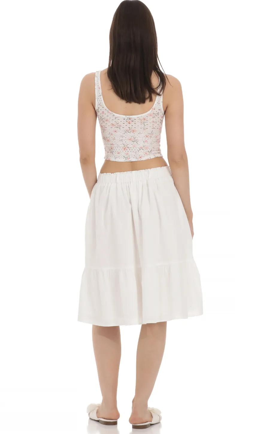LUCY IN THE SKY Skirts^Drawstring Midi Skirt In White