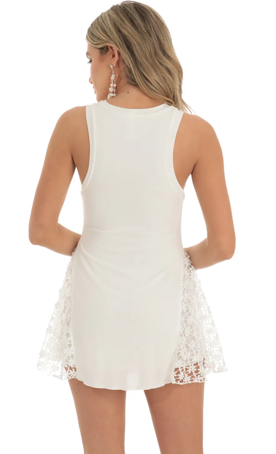 LUCY IN THE SKY Mini Dresses^Dress With Crochet Sides In White