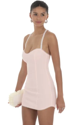 LUCY IN THE SKY Mini Dresses^Elastic Ruffle Strap Bodycon Dress In Pink