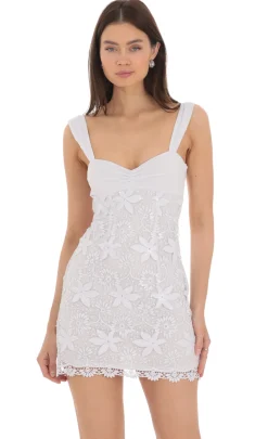 LUCY IN THE SKY Mini Dresses^Embroidered Floral Sequin Dress In White