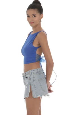 LUCY IN THE SKY Tops^Embroidered Open Back Top In Blue
