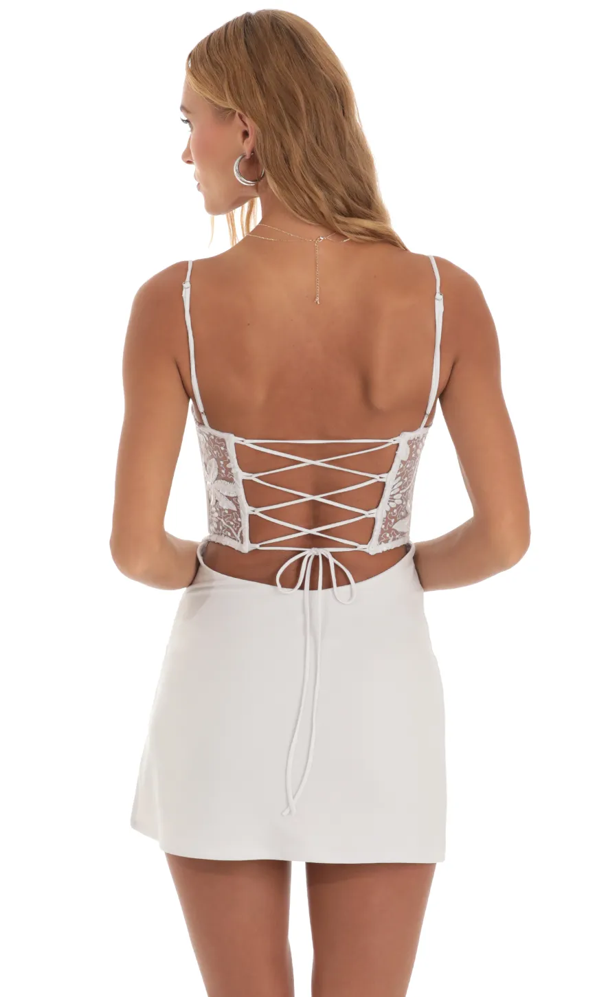 LUCY IN THE SKY Mini Dresses^Embroidered Sequin Cutout Mini Dress In White