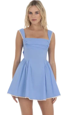 LUCY IN THE SKY Mini Dresses^Embroidered Strap Fit And Flare Dress In Blue