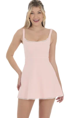 LUCY IN THE SKY Mini Dresses^Embroidered Trim A-line Dress In Pink