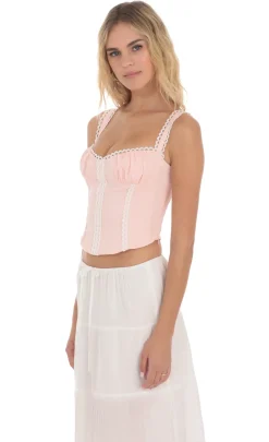 LUCY IN THE SKY Tops^Embroidery Detail Top In Pink