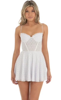 LUCY IN THE SKY Mini Dresses^Eyelet A-Line Mini Dress In White