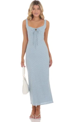 LUCY IN THE SKY Maxi Dresses^Eyelet Double Ties Maxi Dress In Blue
