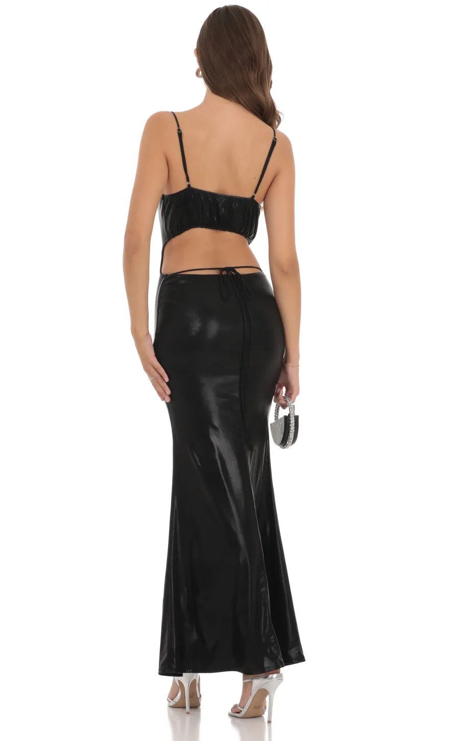 LUCY IN THE SKY Maxi Dresses^Faux Leather Cowl Neck Maxi Dress In Black