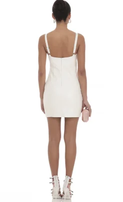LUCY IN THE SKY Mini Dresses^Faux Leather Dress In White